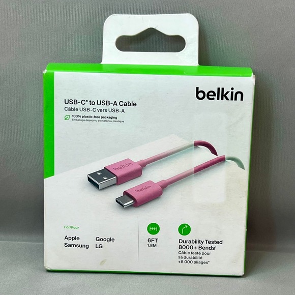 belkin Other - Belkin USB-C to USB-A Cable Unisex 6ft Pink New Durable Charging Sync F2CU032
